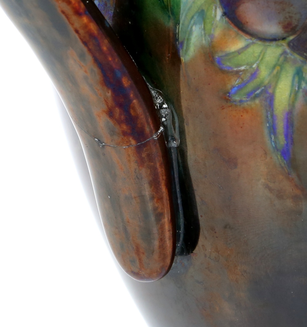 Moorcroft unusual brown flambe lustre glaze anemone jug, h20cm, and solifleur vase with orchid - Image 25 of 26