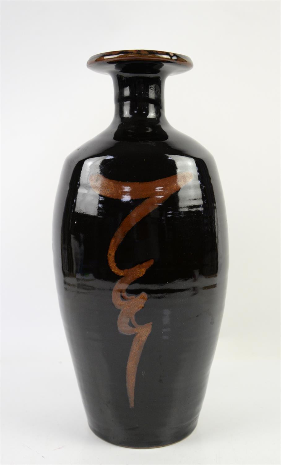 David Leach (British 1911-2005), brown tenmoku glaze studio pottery vase of baluster form with - Image 4 of 6