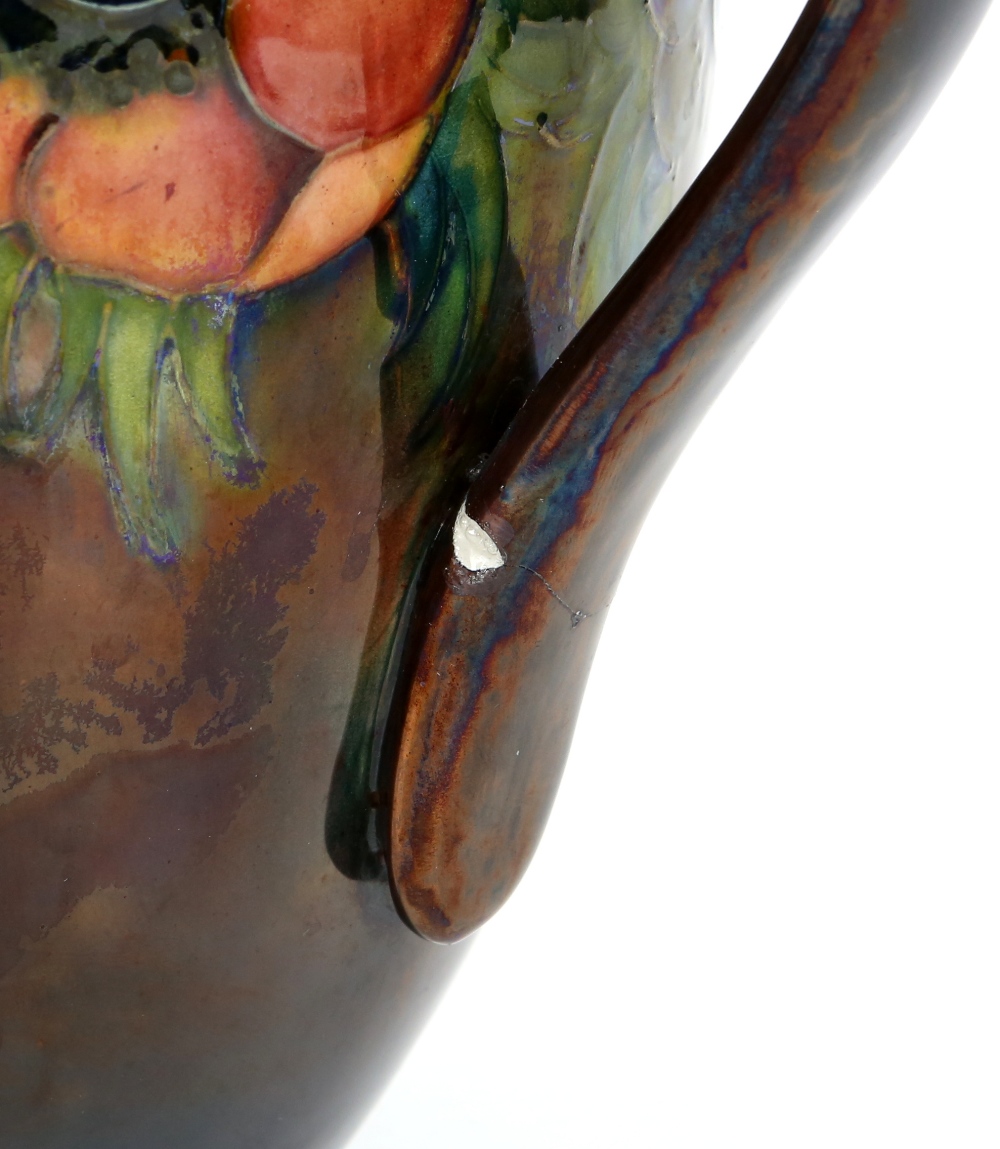 Moorcroft unusual brown flambe lustre glaze anemone jug, h20cm, and solifleur vase with orchid - Image 23 of 26