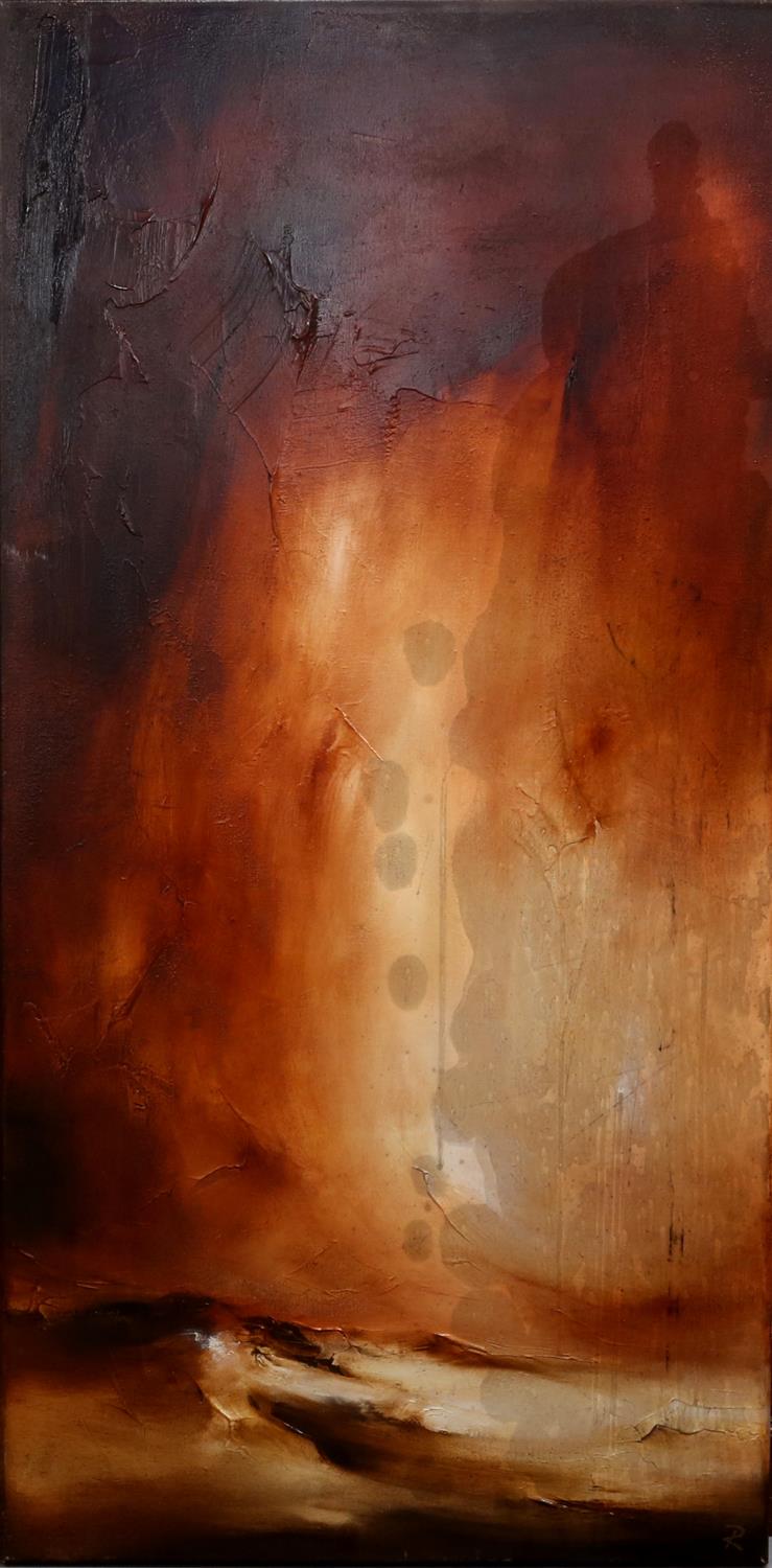 Contemporary British school, 'Burning Shimmer I' and 'Burning Shimmer II', pair of oil on canvases, - Image 8 of 20