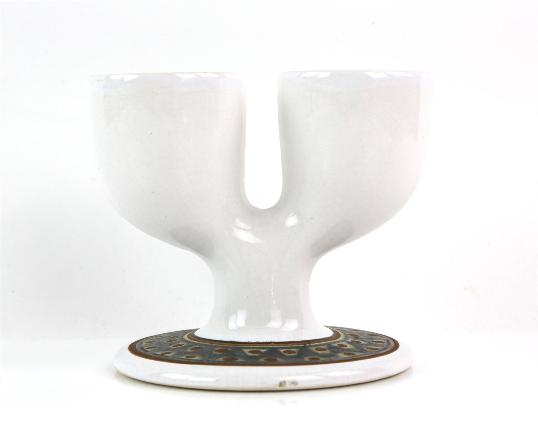 Troika pottery three double egg cups, one stamped 'Troika St. Ives' to base, h9 x w10. - Image 4 of 20