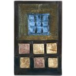 Troika calculator wall plaque, marked 'Troika St Ives England' and with artist's monogram 'SV' for
