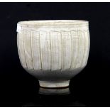 David Leach (British 1911-2005), studio pottery footed bowl in white with fluted sides,