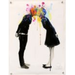 Lora Zombie (Russian, b.1990), 'Big Bang Kiss', print, signed lower right, rolled, image size 60.