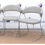 Pedrali, four chairs in beige grey leather on metal frames, h74cm