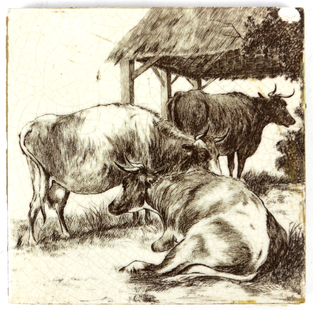 William Wise (1847-1889) for Minton China Works, set of six tiles depicting cattle, - Image 22 of 26