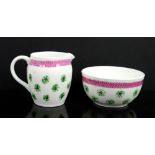 Graham Sutherland for Foley 'Green Stars', cream jug h6.5cm and sugar bowl 8cm diam,