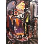 David Smith RE (British, 1920-1999). Man in Foundry, gouache and pastel, unsigned, 73 x 54cm
