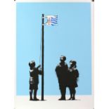 After Banksy, Tesco Flag Pole, limited edition screenprint, rubber stamp of West Country Prince,