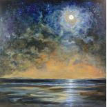 Sandra Francis (Contemporary British), 'Moonlight over Land and Sea', acrylic on canvas,