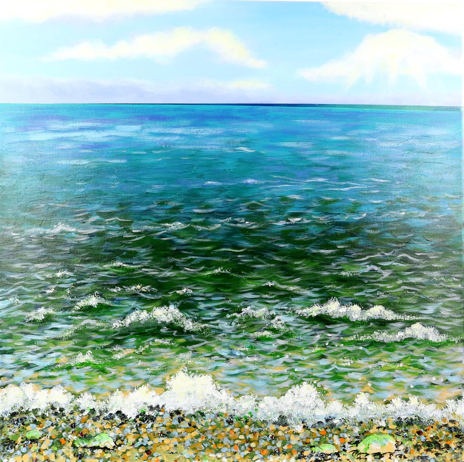 Sandra Francis (Contemporary British), 'Sunlight on the Sea', acrylic on canvas, monogrammed 'SF' - Image 4 of 6