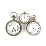 Gents open faced silver pocket watch, an 800 grade watch and white metal pocket watch (3)