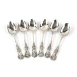 Set of six Queens pattern Scottish silver spoons by Lawrence Aitchinson, Glasgow 1868