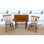 Elm and beech wood child's chair, H62.5 x W36cm, together with another elm and beech child's chair,