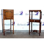 19th century mahogany washstand with under tier together with a 20th century bedside pot cupboard.