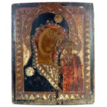 Russian icon depicting the Mother of God of Kazan, tempera on wood panel, 35 x 29cm