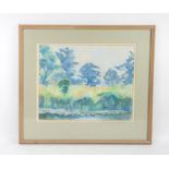 Philip Meninsky, lake scene, pastel, signed and dated '86, 38.5cm x 48cm, Leslie Cole,