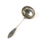 Large continental silver strainer ladle, by Molle, inscribed 1835, with 12 mark, 19 cm long