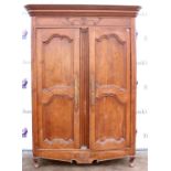 AMENDED DESCRIPTION 19th century French elm Armoire, with two cupboard doors above shaped apron and