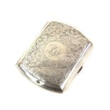 Edward VII silver cigarette case by Israel Sigmund Greenberg, Birmingham 1908, with bright cut