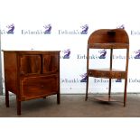 Early 20th century commode with satinwood line inlay and pull out cupboard together with a mahogany