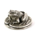 Silver model of a frog on a lily pad by Country Artists