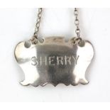 'Sherry' decanter label by A Haviland-Nye, London