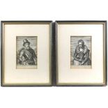 Engraving of James I dressed as a King, with Latin inscription 16cm x 10.3cm, and an engraving of