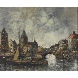 Jan Van Donck (20th century Dutch), View of Amsterdam, oil on canvas, signed lower right, 50 x 60cm