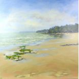 Sandra Francis (Contemporary British), 'Sandy Beach Coastline', acrylic on canvas,