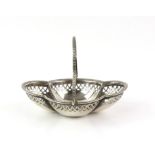 Silver pierced swing handled Bon Bon dish, Birmingham 1911, 12 cm wide