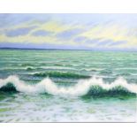 Sandra Francis (Contemporary British), 'White Waves Across the Solent Sea', acrylic on canvas,