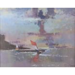 Tina Morgan (Devon, 1952) Dingy sailing, Alderly, oil on canvas, signed, 40cm x 50cm