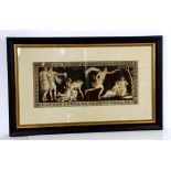 Hand-coloured Classical print titled 'L'amour en L'Amilie', 40 x 29cm, a pair of Classical prints,