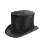 Black silk top hat, marked 'Superior Quality, Made in France' to interior, H16cm