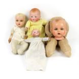 Four Antique Bisque Head Dolls - Three marked Armand Marseille , one 'AM Germany 518/6' 55cm length,