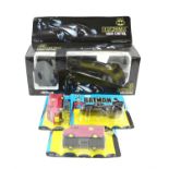 Batman - a Batmobile Radio Control, 1:24 scale by Apollo, boxed and three Ertl carded Die-cast toys