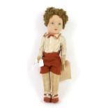 American Stuffed Novelty Company cloth doll, of Lenci type, 41cm high,