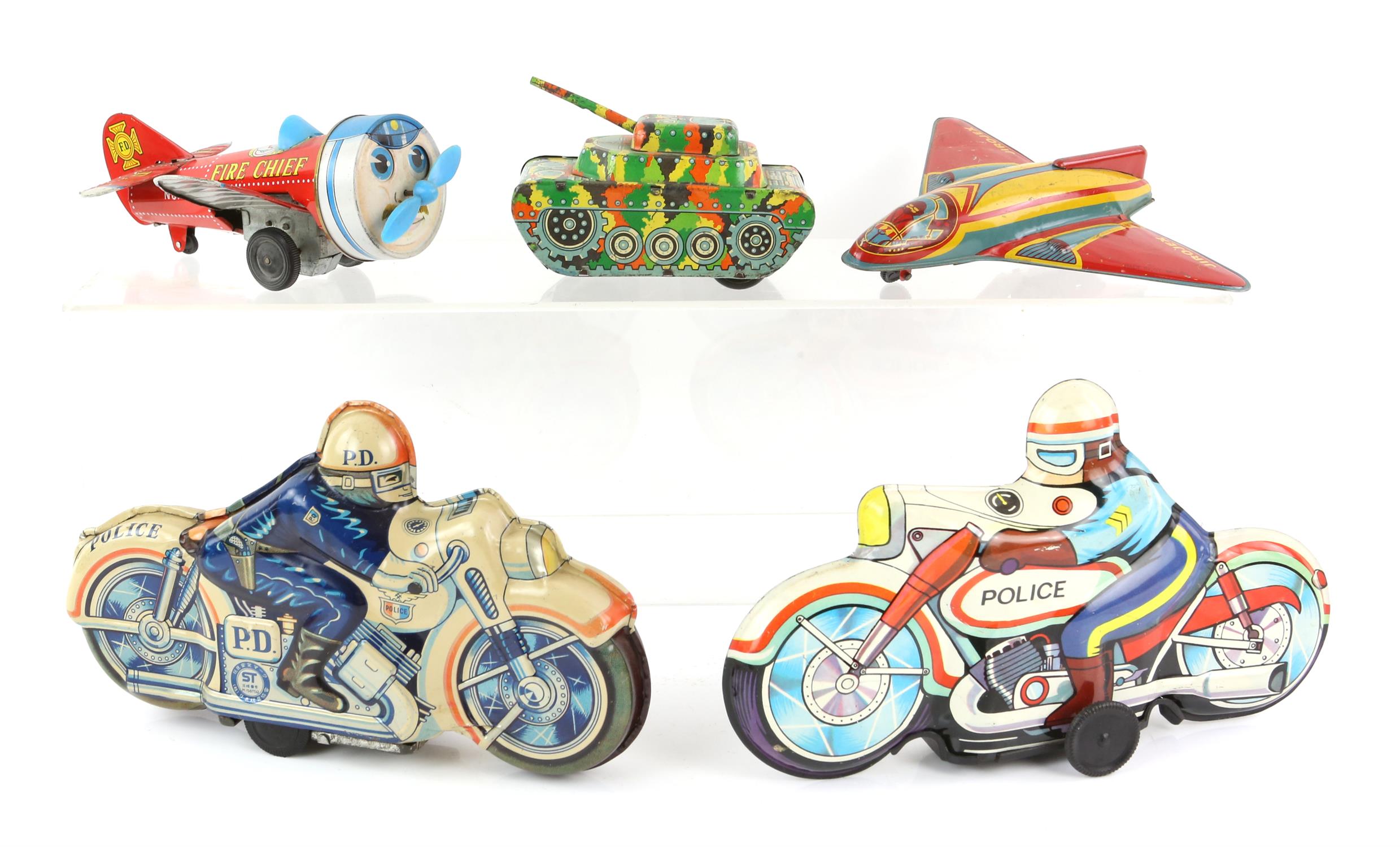 Collection of mostly Chinese tinplate clockwork and friction toys, including motorcycles and - Image 2 of 4