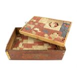 Set of Richter building bricks, late 19th century, boxed in three layers, box 12cm x 37.5cm x 27cm,