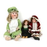 Simon & Halbig 1909 1 1/2 bisque headed doll, an SFBJ Paris doll with auburn hair,