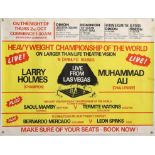 Muhammed Ali vs Larry Holmes 1980 boxing match poster, Quad sized poster for the live screening of