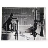 Star Wars - Dave Prowse, James Earl Jones and Mark Hamill signed photo showing Darth Vader and Luke