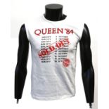 Queen - Crew sleeveless T shirt from Sun City 1984 given to Peter Hince, showing dates with 'SOLD