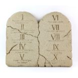 Ten Commandments tablets prop, made of heavy prop foam, 23 x 19 x 2 inches.