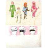 Gerry Anderson – Two original hand drawn concept designs showing characters from Gerry Anderson