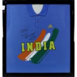 Cricket - Indian National Cricket Team 2003 World Cup shirt and cricket bat signed by Sachin