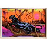 5 x 1960s/70s Psychedelic blacklight posters including Winged Horses 1978, Jungle Cat, Panther Nane,