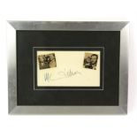 Marlene Dietrich - autographed notepaper in mount and framed with two small photographs,