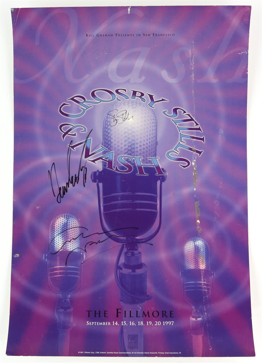 Crosby, Stills & Nash - two posters autographed by David Crosby, Stephen Stills and Graham Nash, - Image 2 of 2